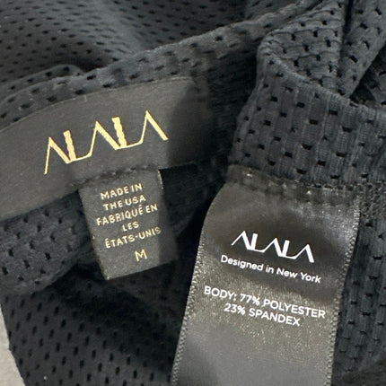 Alala Black Mesh Sheer Sleeveless Tie Back Muscle Tee Athletic Tank Top Size M