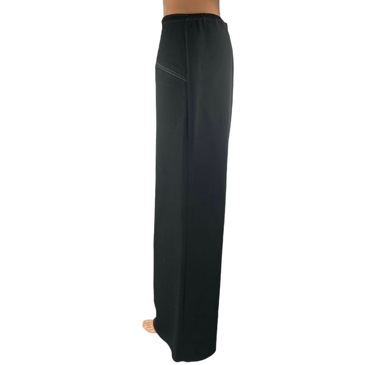 De Laru Women's Black High Waisted Baggy Palazzo Wide Leg Trousers Dress Pants 6