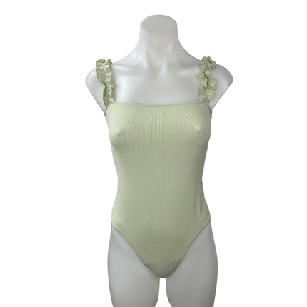 Aritzia Sunday Best Double Zero Square Neck Sleeveless Ruffled Bodysuit Top Sz S