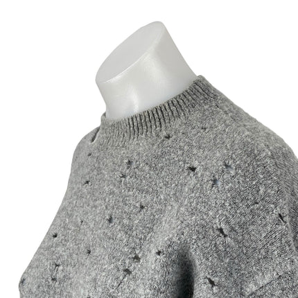Topshop Nibbled Stripe Sleeve Women's Gray Distressed Crop Jumper Sweater Top 4