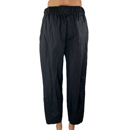 Zara Women's Black Drawstring High Waisted Straight Leg Cropped Pants Size M