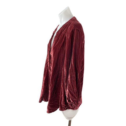 Torrid Harper Women Red Velvet Velour V Neck Long Sleeve Shirt Blouse Top Sz 3X