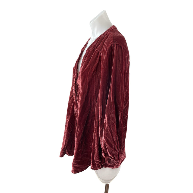 Torrid Harper Women Red Velvet Velour V Neck Long Sleeve Shirt Blouse Top Sz 3X