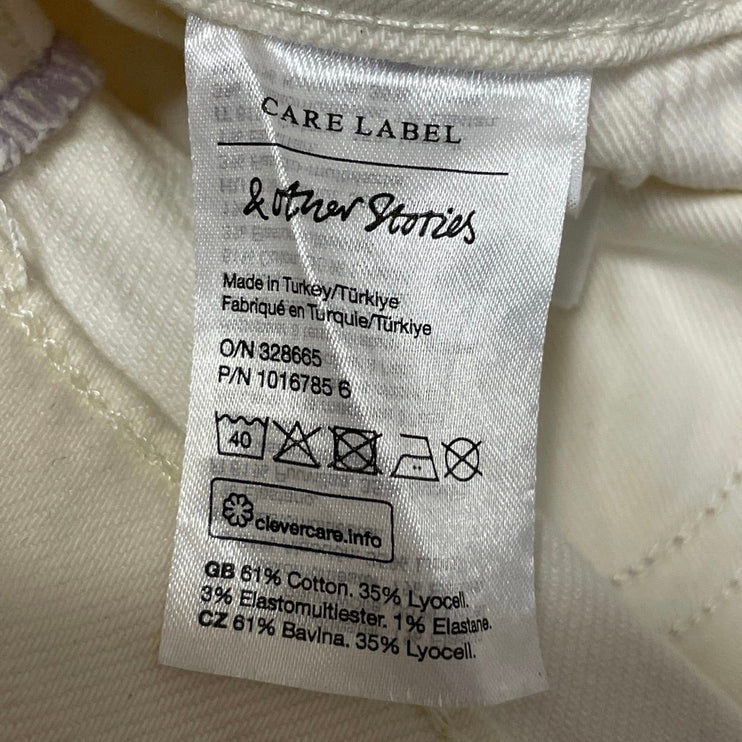 & Other Stories Women's Cream High Waisted Straight Leg Denim Jeans Size 28