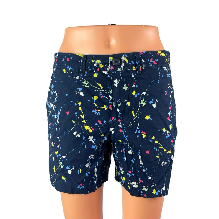 Banana Republic Women's Navy Blue Floral Mid Rise Boyfriend Mini Shorts Size 2