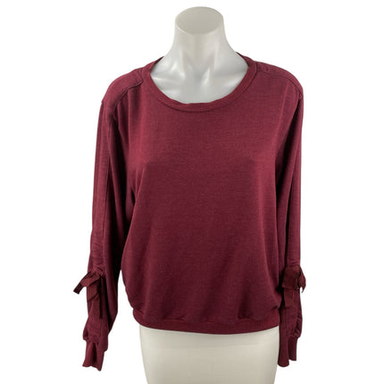 Zella Women's Red Round Neck Tie Long Sleeve Sweater Sweatshirt Top Size S