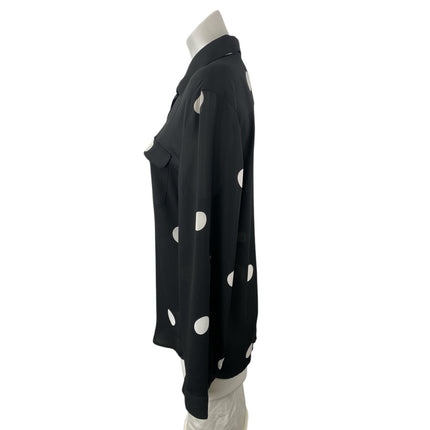 Ann Taylor LOFT Women's Black Polka Dots Long Sleeve Button Down Shirt Top L