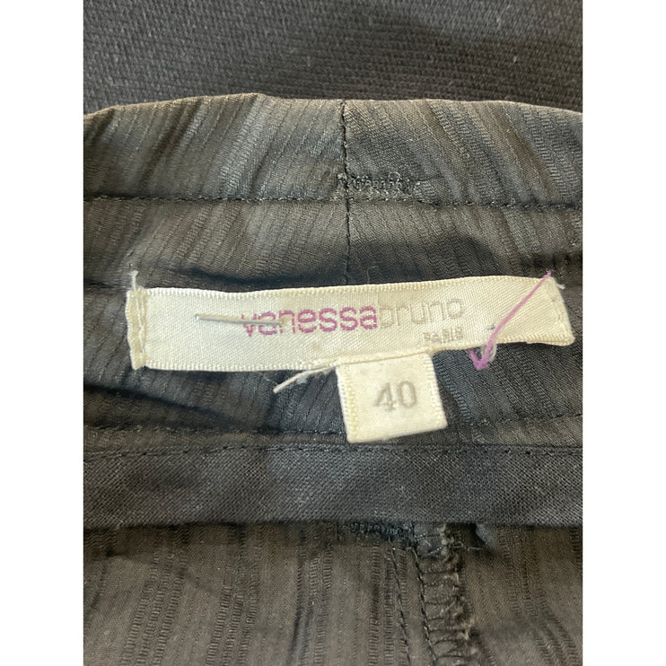 Vanessa Bruno Black Wool Front Slit Midi Work Business Straight Pencil Skirt 40