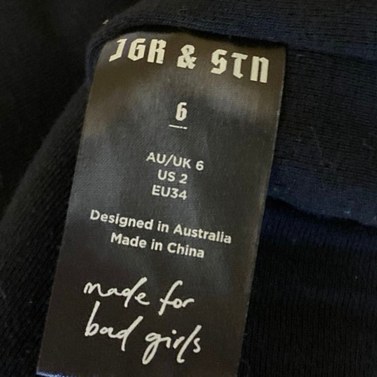 JGR & STN Black Sleeveless One Shoulder Cut Out Slit Maxi Bodycon Dress Size 2