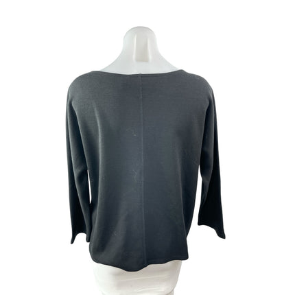 Nordstrom Women's Black Boat Neck Long Sleeve Knit Boxy T Shirt Tee Top Size L