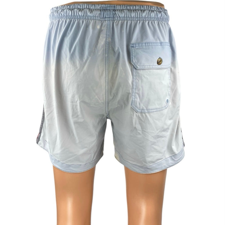 Aviator Nation 5 Stripe Flex Men's Blue Elastic Waist Activewear Swim Shorts 32