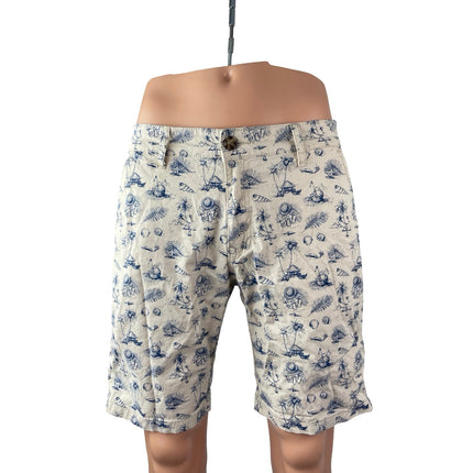 OP Ocean Pacific Men's Beige Hawaiian Beach Bermuda Chino Khaki Shorts Size 34