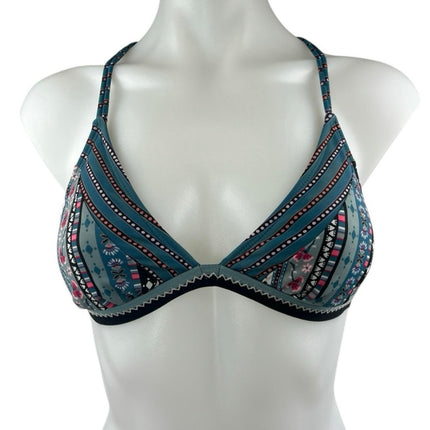 Xhilaration Women's Green Floral Halter Two Piece Beach Bikini Swimwear Size S