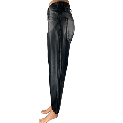 Abercrombie & Fitch The Shiny Women's Black Faux Leather Vegan Trousers Pants 32