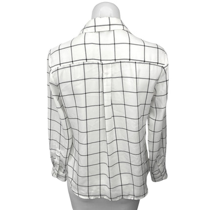 Banana Republic White Plaid Checkered Button Down Long Sleeve Shirt Blouse Top S