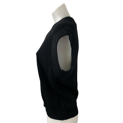 Zara Women's Black Ribbed Knit V Neck Sleeveless Crop Sweater Vest Top Size M