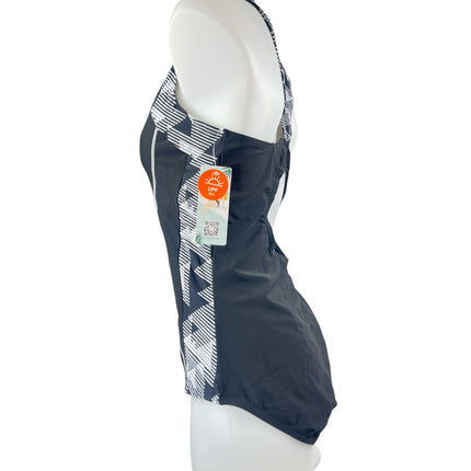 NEW Charmo Black Abstract Sleeveless Cutout Surf One Piece Swimsuit Swimwear XL