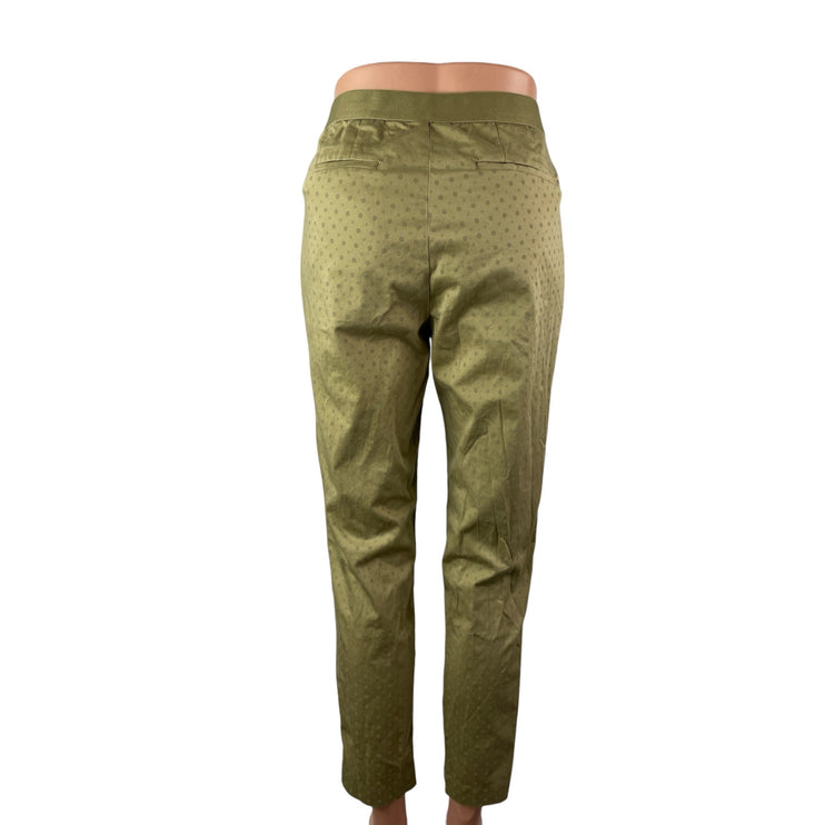 Uniqlo Womens Green Metallic Polka Dot Mid Rise Straight Skinny Trousers Pants M
