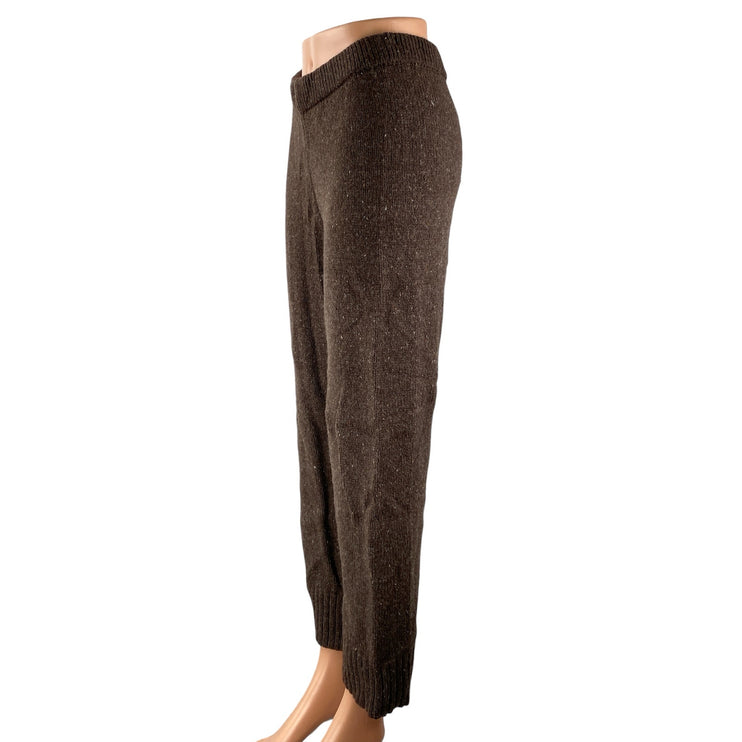 NEW Zara Women's Brown Wool High Rise Knit Wide Leg Baggy Trousers Pants Size S