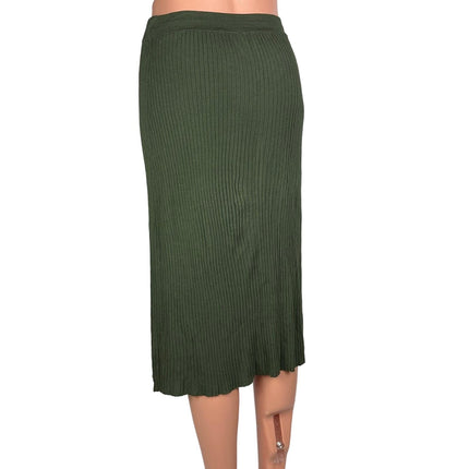 Aritzia Wilfred Sage Frost Olive Green Slit Rib Knit High Rise Midi Skirt Size S