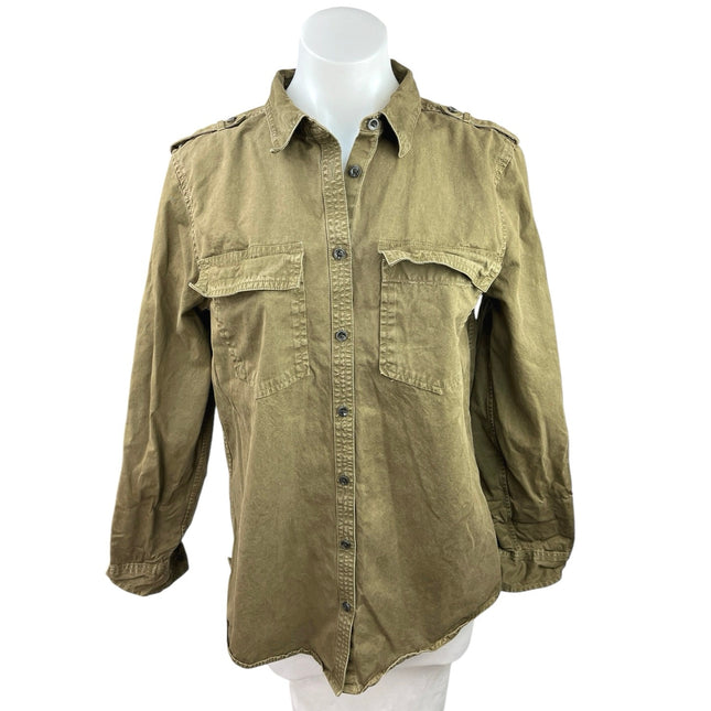 Banana Republic Olive Green Soft Wash Pocket Denim Jean Button Down Sh –  Brie
