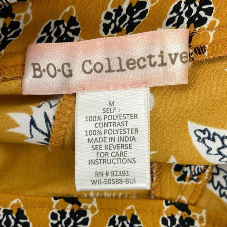 B.O.G Collective Yellow Floral Print Elastic Waist Casual Flowy Shorts Size M