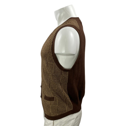 Polo Ralph Lauren Men's Brown Knit Houndstooth Sleeveless Sweater Vest Top Sz M