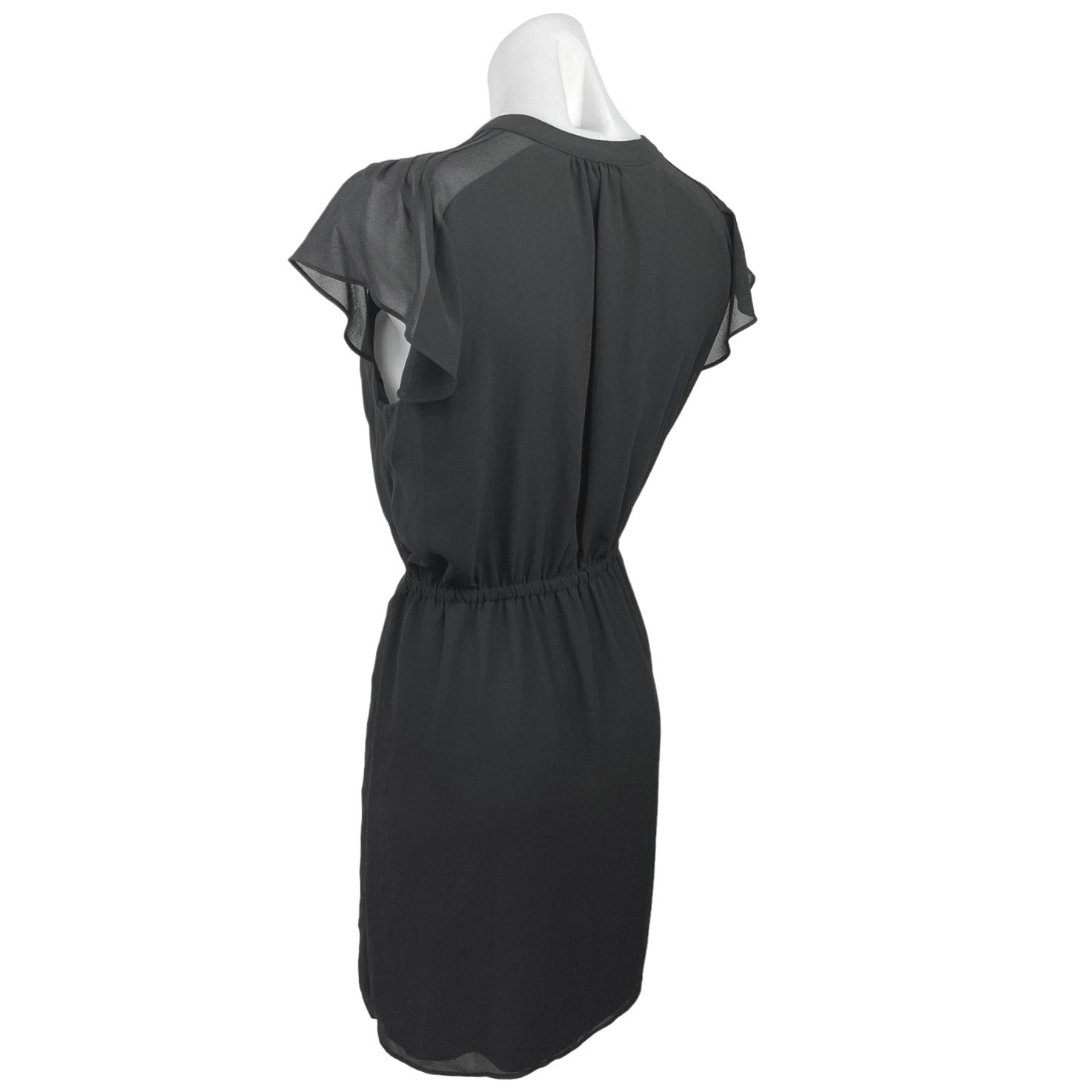 H&M Women's Black V-Neck Short Cap Sleeve Tie Waist A-Line Midi Dress – Brie H&M Women's Black V-Neck Short Cap Sleeve Tie Waist A-Line Midi Dress – Brie
