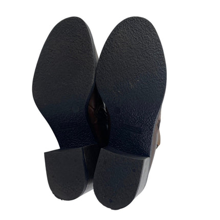 Aldo Etelilla Women's Brown Leather Zip Up Block Heels Chelsea Ankle Boots 7.5