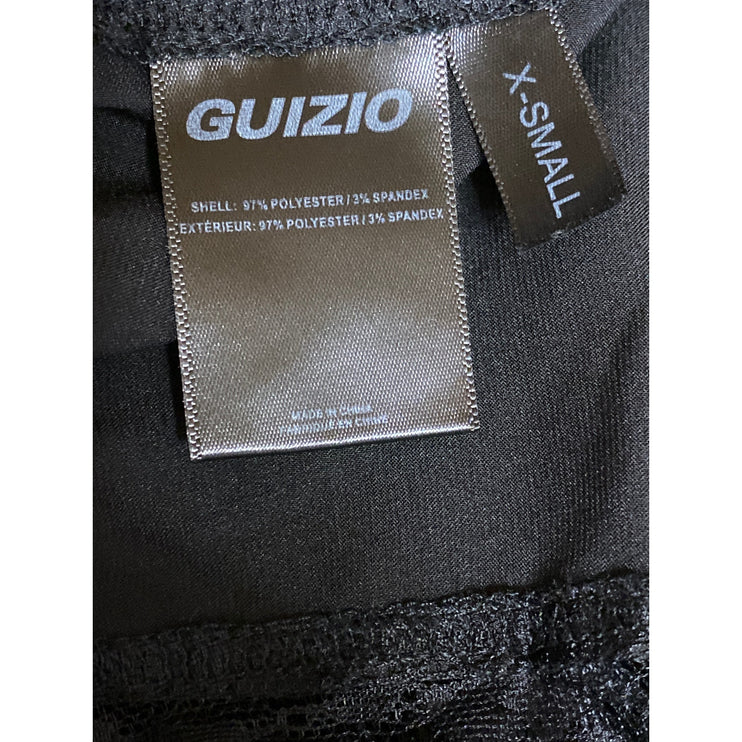 Guizio Lace Tie Womens Black Satin Floral Sheer Mesh Sleeveless Cami Tank Top XS