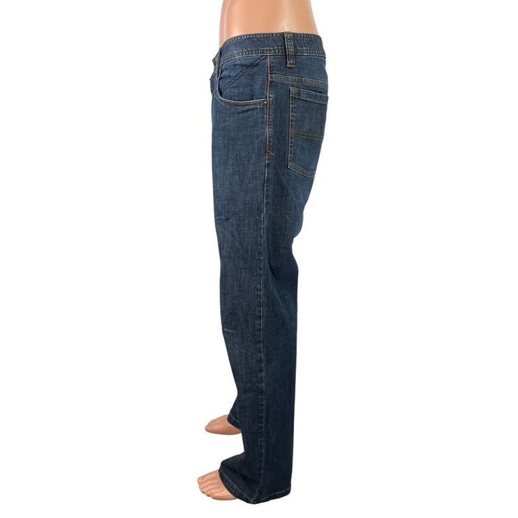 Prana Men's Blue Mid Rise Straight Leg Relaxed Loose Denim Jeans Size 34x32