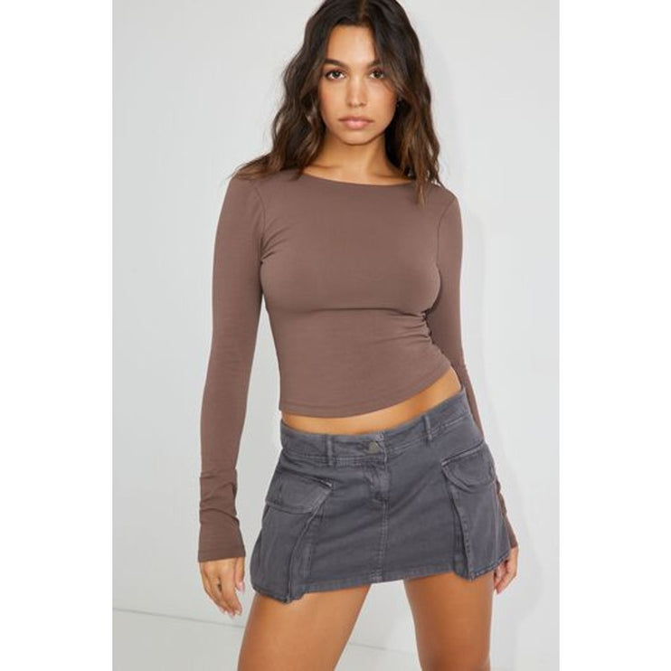 NEW Garage Women's Gray Mid Waist Utility Cargo Denim Jean Skirt Skort Size S