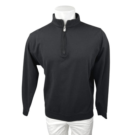 Peter Millar Men's Black Quarter Zip High Neck Long Sleeve Sweatshirt Top Size L