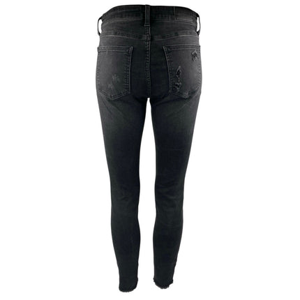 Pistola Women's Black Mid Rise Distressed Frayed Raw Hem Skinny Denim Jeans 27
