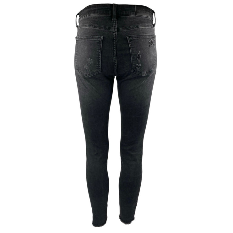 Pistola Women's Black Mid Rise Distressed Frayed Raw Hem Skinny Denim Jeans 27