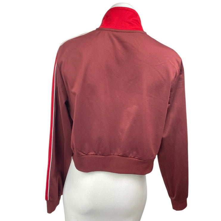 Womens Red Coca Cola Long Sleeve Striped Colorblock Zip Up Track Bomber Jacket M