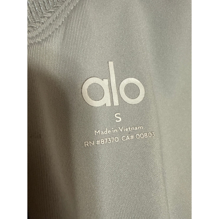Alo Yoga Alosoft Ribbed Shimmer Pliet Bodysuit Asymmetrical Swimsuit Swimwear S