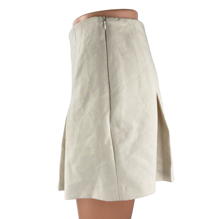 Elodie Beige Pleated High Rise Sports Golf Mini Flare A-Line Skort Skirt Size XS