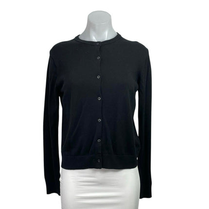 Uniqlo Women's Black Knit Crew Neck Button Down Long Sleeve Cardigan Sweater M
