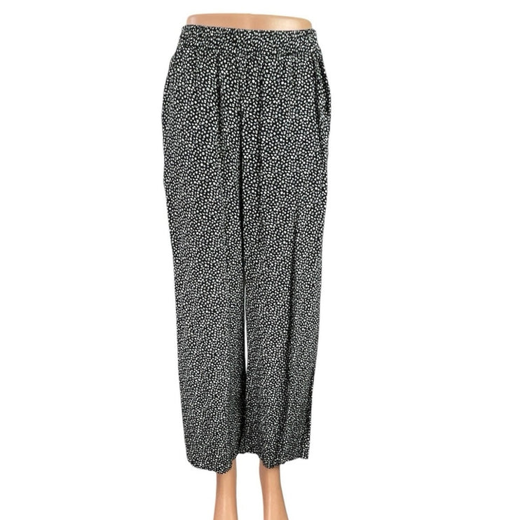 & Other Stories Women's Black White High Rise Wide Leg Trousers Pants Size 4