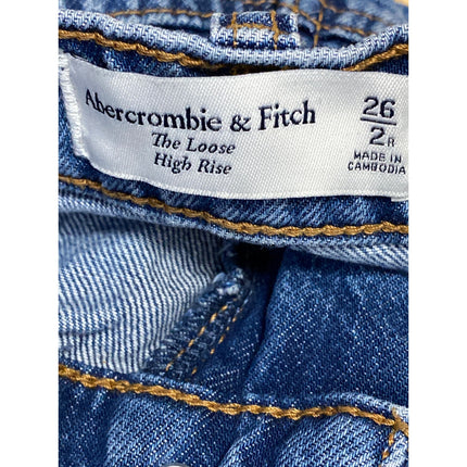 Abercrombie & Fitch The Loose Blue High Rise Wide Leg Baggy Denim Jeans Size 26
