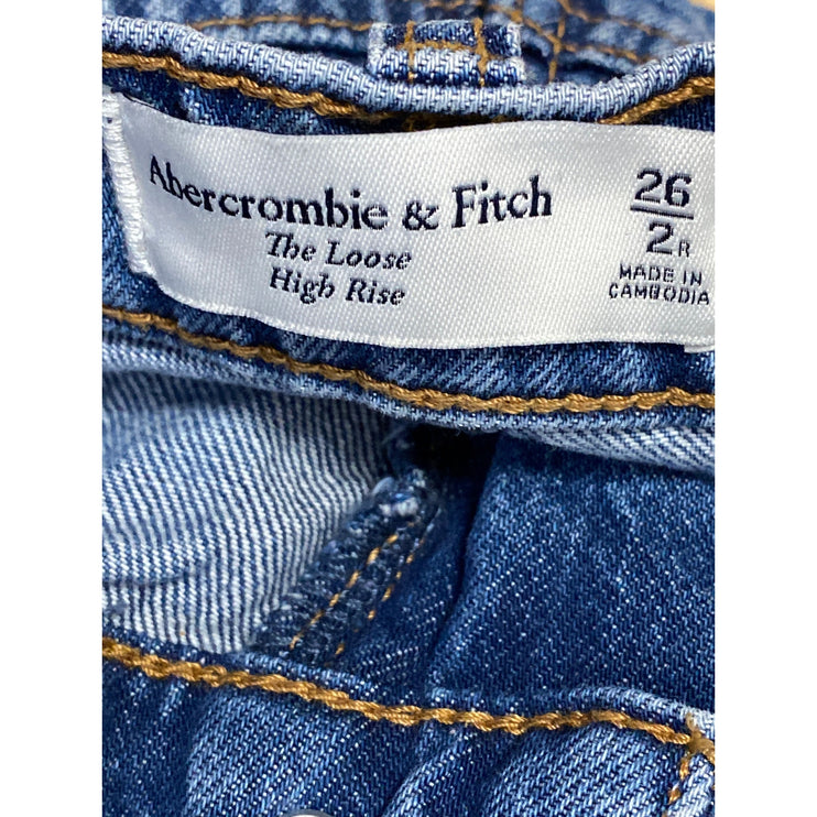 Abercrombie & Fitch The Loose Blue High Rise Wide Leg Baggy Denim Jeans Size 26