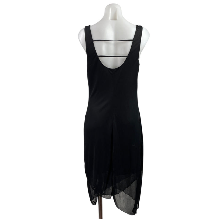 Byer Too! Womens Black Sleeveless Chiffon Cowl Neck Midi Cocktail Dress Size M