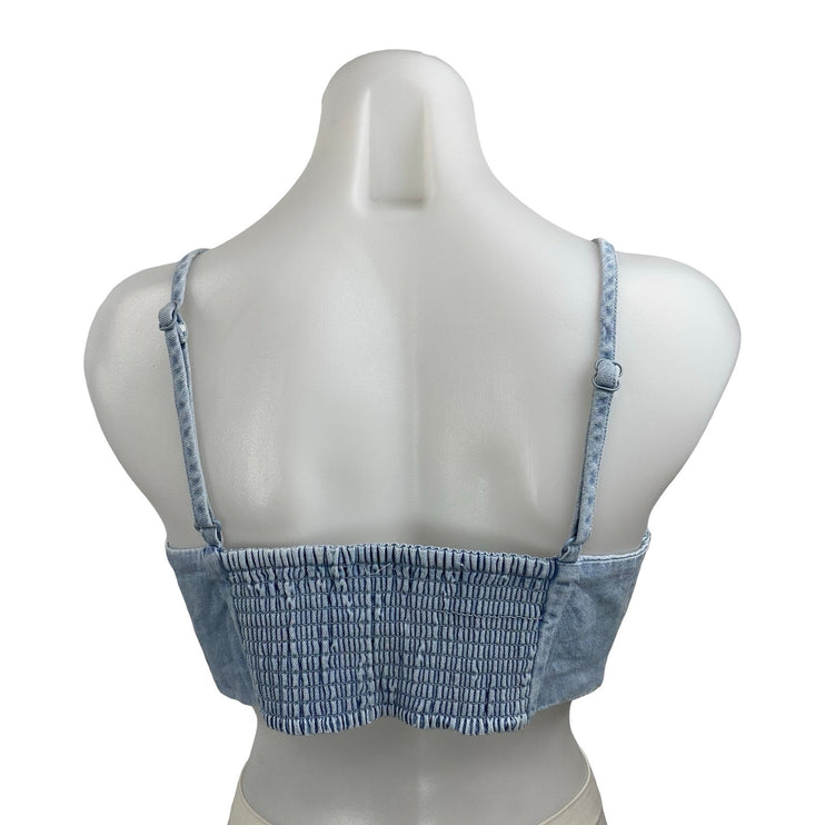 House of Harlow 1960 Blue Denim Cutout Sleeveless Bralette Crop Cami Tank Top 10