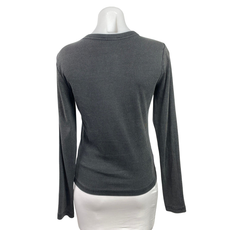 Zara Womens Black Ribbed Knit Crewneck Long Sleeve Pullover Sweater Top Size L