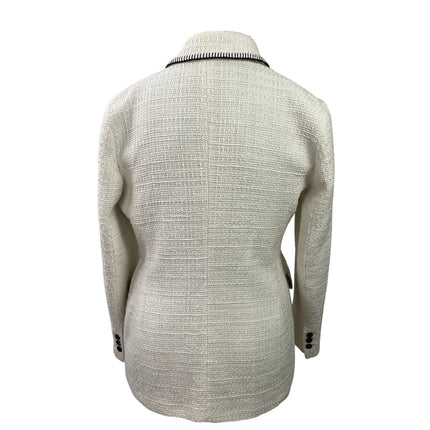 Zara Women's White Textured Tweed Double Breasted Blazer Coat jacket Size XL