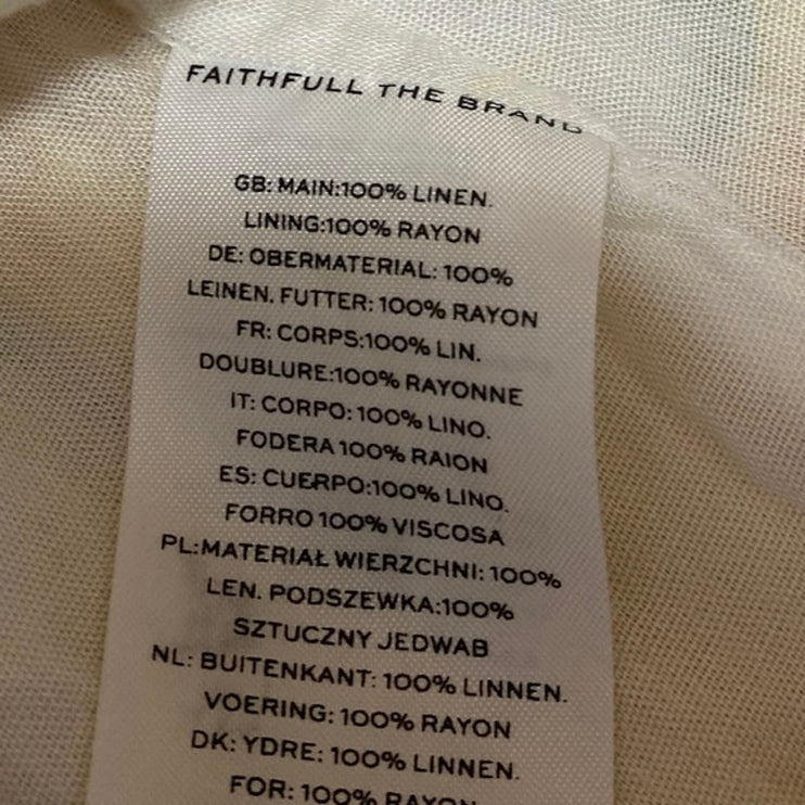 Faithfull The Brand El Rio 100% Linen Yellow Floral Cutout A Line Maxi Dress 6