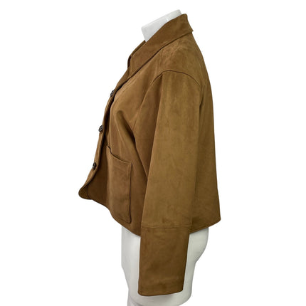 Abercrombie & Fitch Brown Vegan Faux Suede Long Sleeves Crop Coat Jacket Size XL