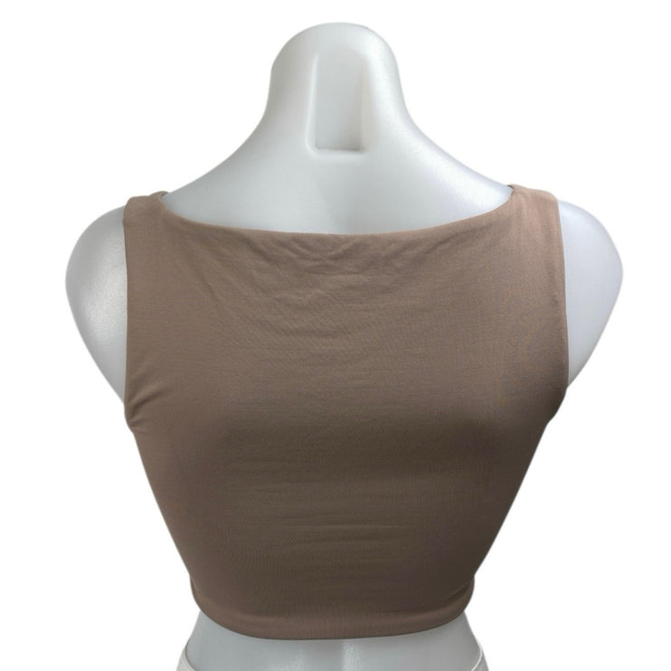 Aritzia Babaton Women's Brown Tan Sleeveless Scoop Neck Crop Tank Top Size S