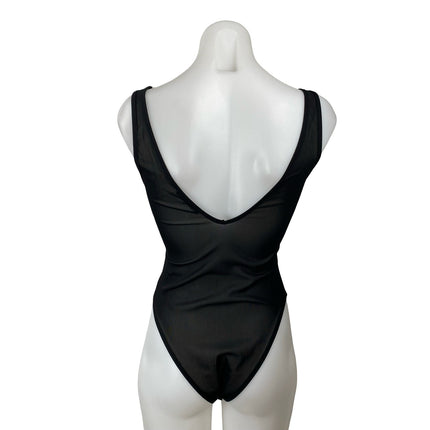Zara Women's Black Sheer Mesh Tulle Scoop Neck Sleeveless Tank Bodysuit Top Sz S